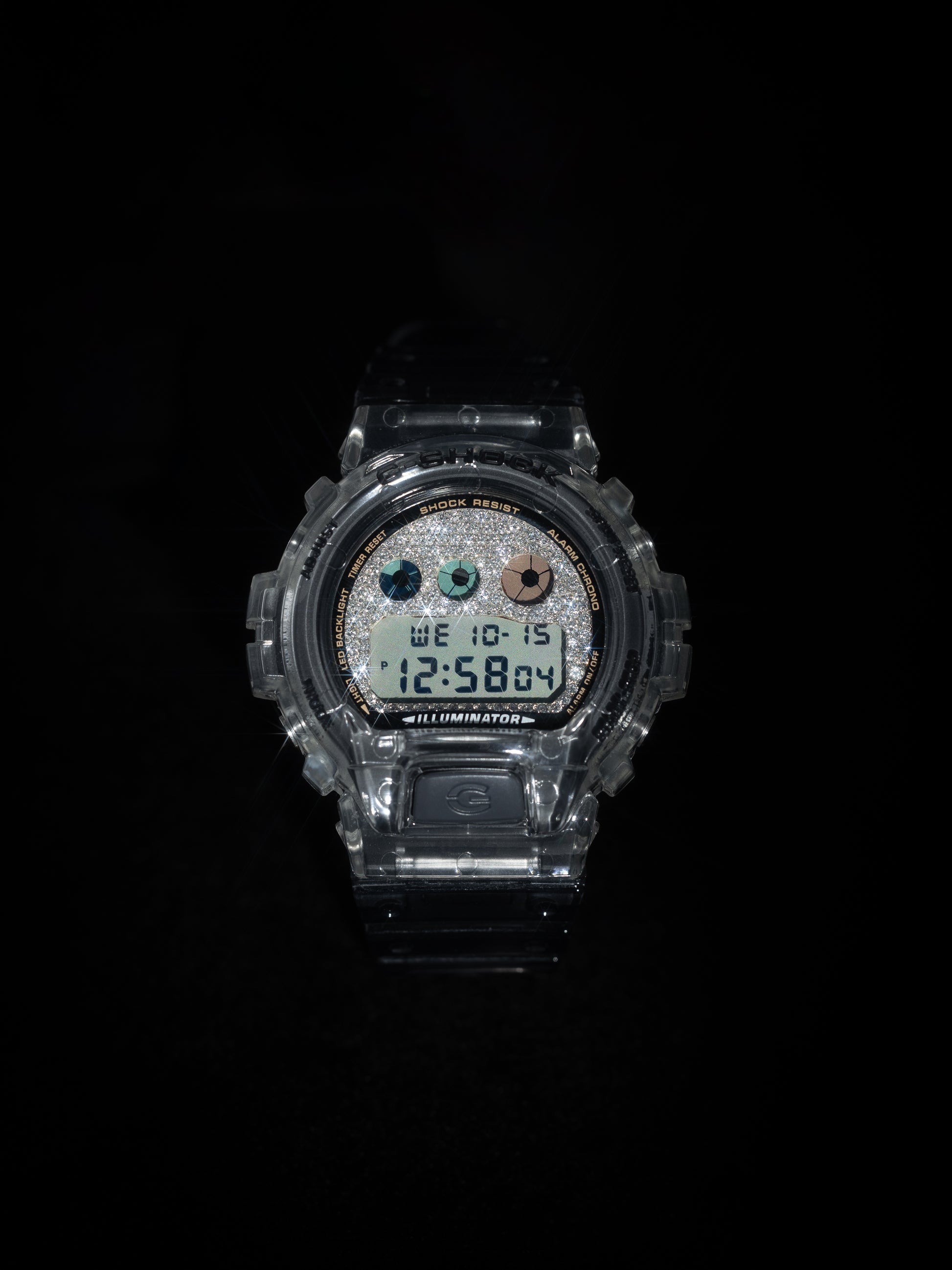 G-Shock Clear Gray Iced Out Face, Buckle and Lock