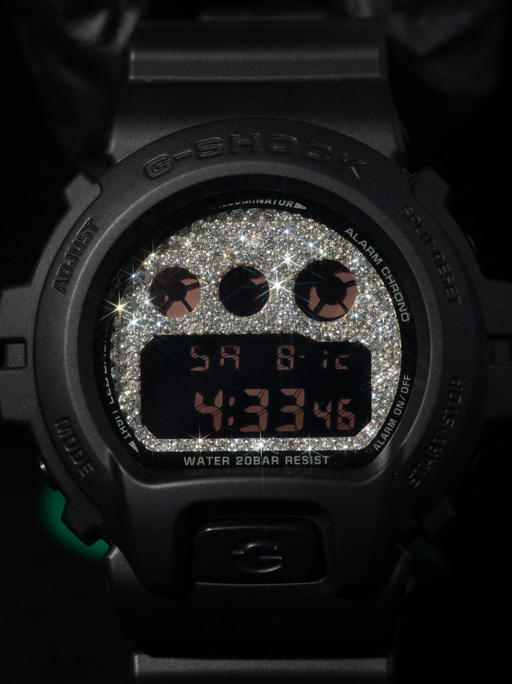 G-Shock 3029 Black on Black Iced Out Face