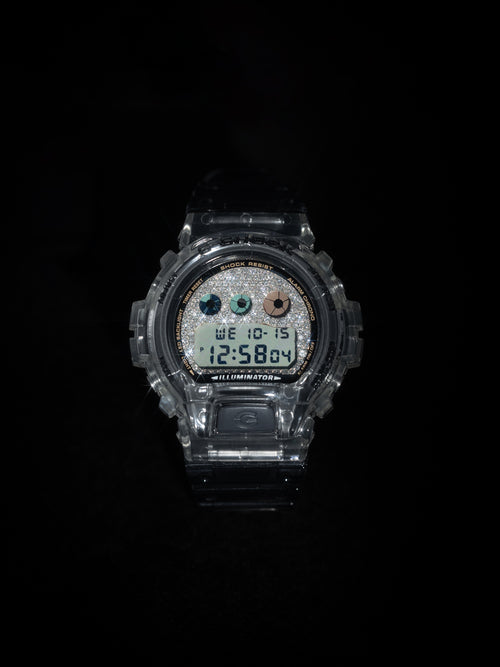 G-Shock Clear Gray Iced Out Face, Buckle and Lock