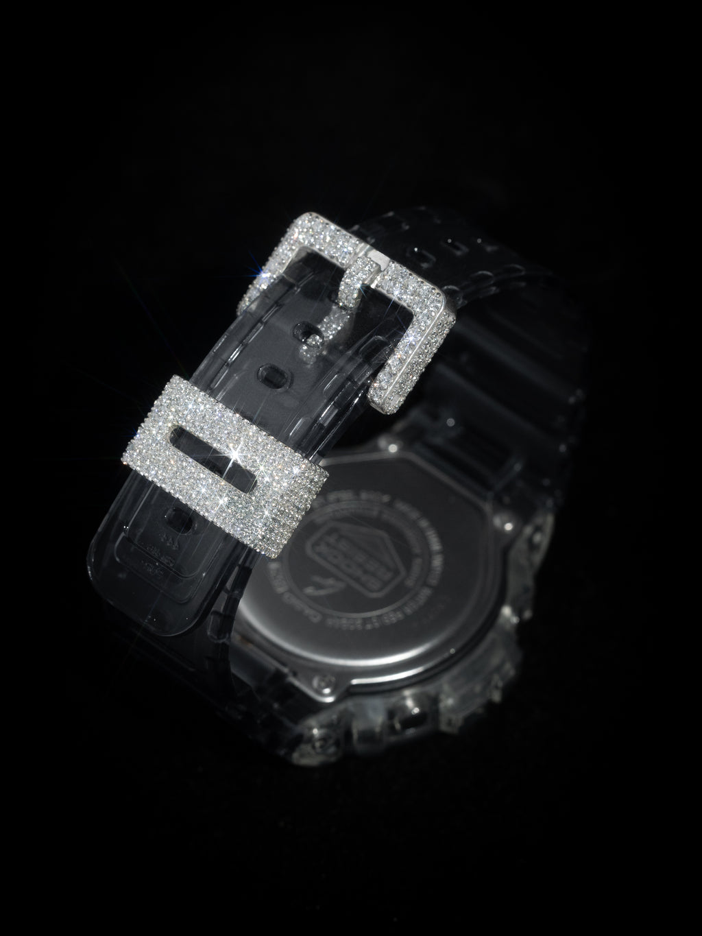 G-Shock Clear Gray Iced Out Face, Buckle and Lock