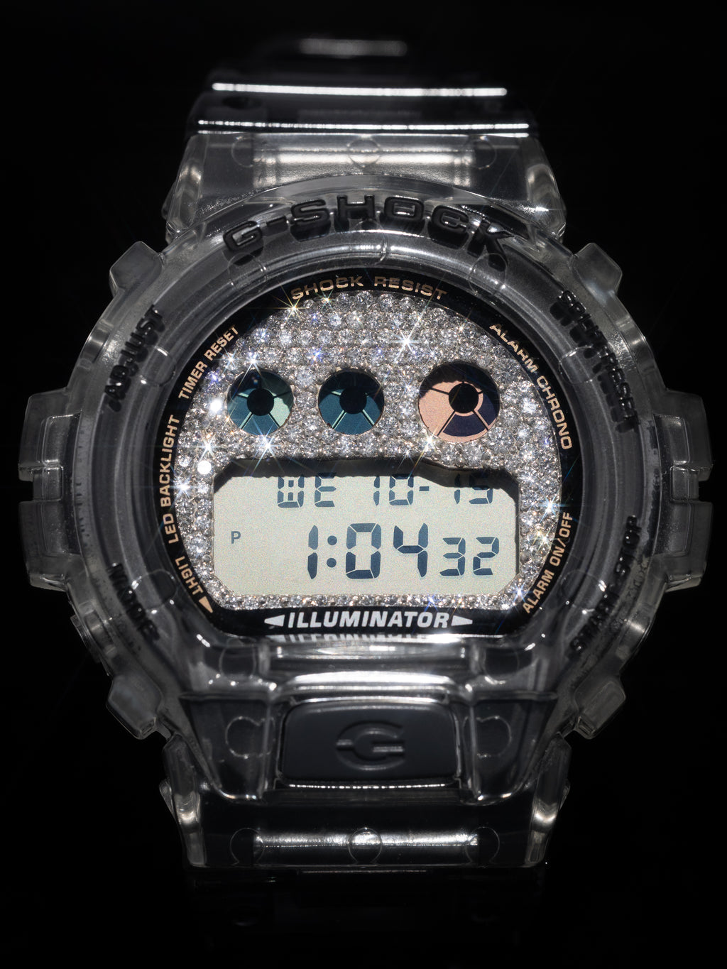 G-Shock Clear Gray Iced Out Face, Buckle and Lock