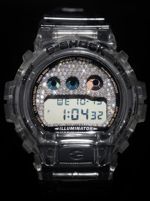 G-Shock Clear Gray Iced Out Face, Buckle and Lock